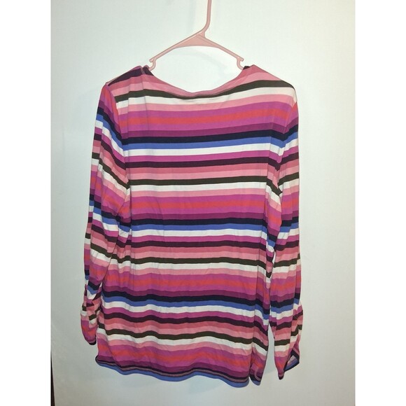 T By Talbots Multicolor Stripe Long Sleeve Blouse Sz 1X - Picture 3 of 3